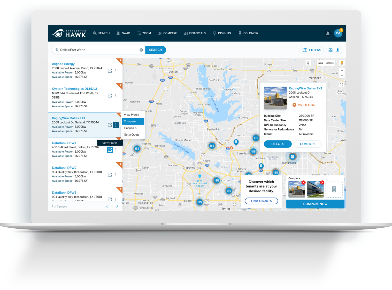 datacenterHawk product interface